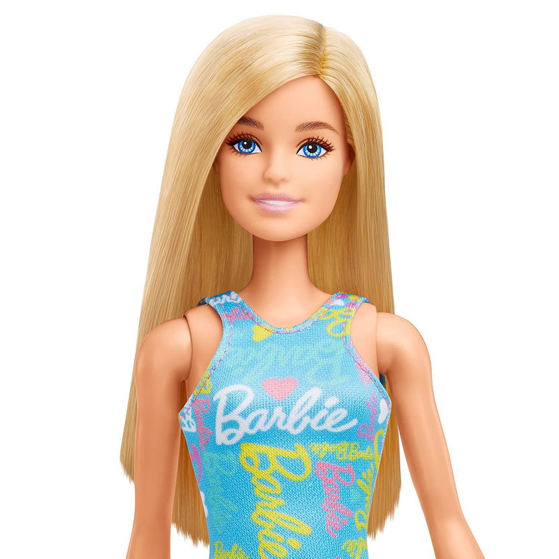 Barbie Blue Barbie Logo Print Dress Doll