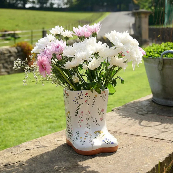 The Cottage Garden Ceramic Vase Small - Floral Wellies