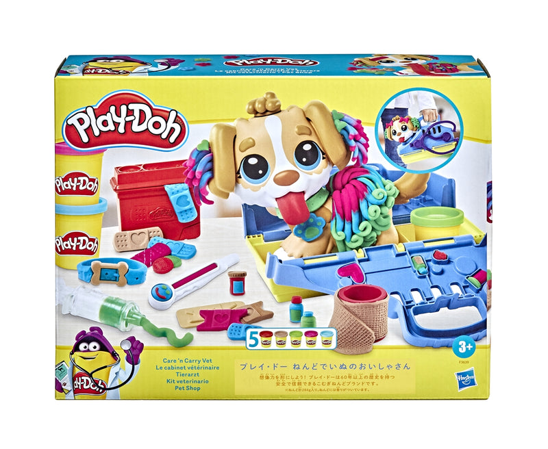 PLAY-DOH CARE 'N CARRY VET PLAYSET WITH 5 MODELLING COMPOUND CANS