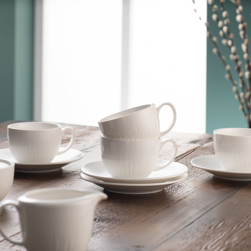 Belleek Living Erne Teacup & Saucer Set of 4