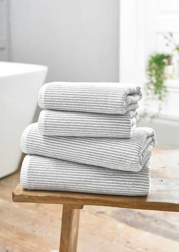 Bliss Pinstripe Cotton Towel - Cloud