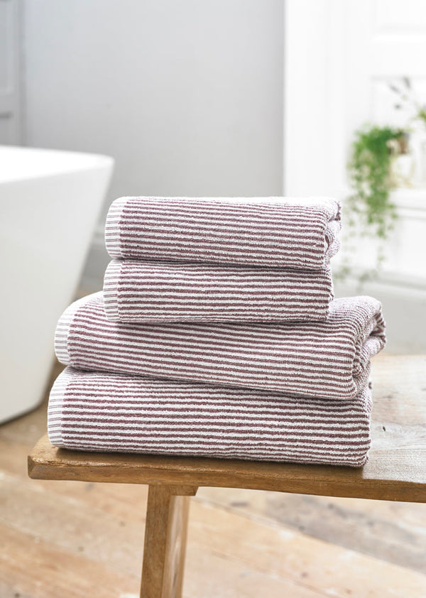 Bliss Pinstripe Cotton Towel - Grape