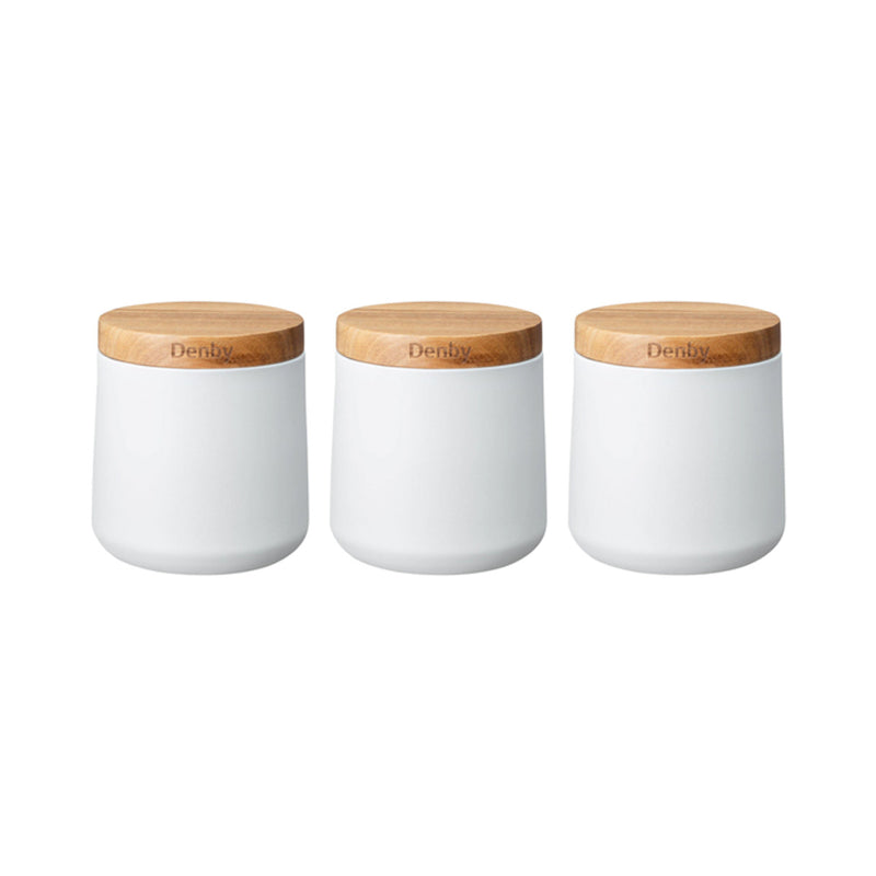 Denby Set Of 3 White Storage Canisters