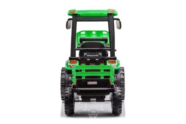 12V Kids Ride On Tractor With Roof Trailer And Front Loader