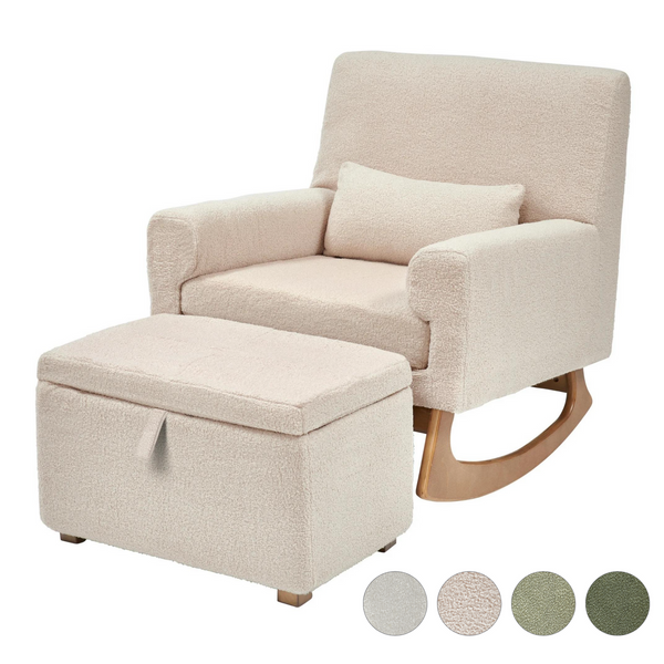 Serena Bouclé Rocking & Nursing Chair and Footstool Set