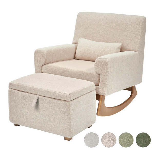Serena Boucle Rocking Nursing Chair and Footstool Set Flemings department store