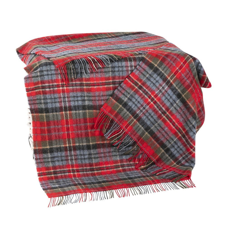 Large Irish Picnic Blanket Scarlet Denim Plaid