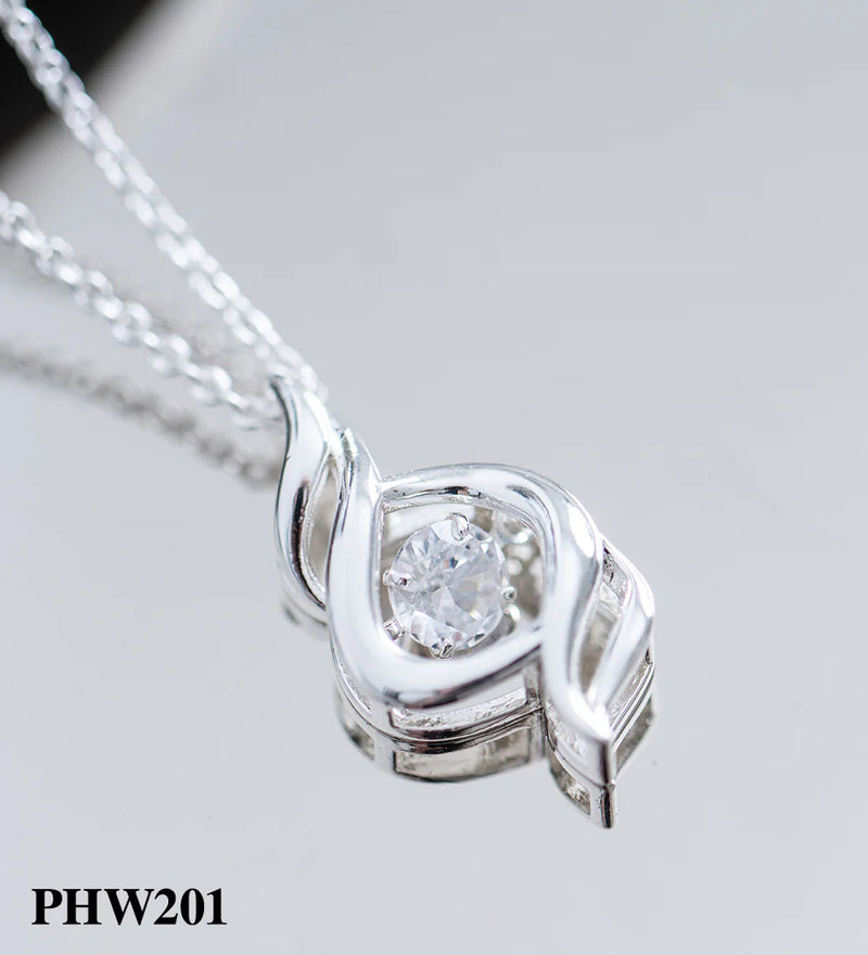 Hollywood Double Twist Pendant with Clear Stones