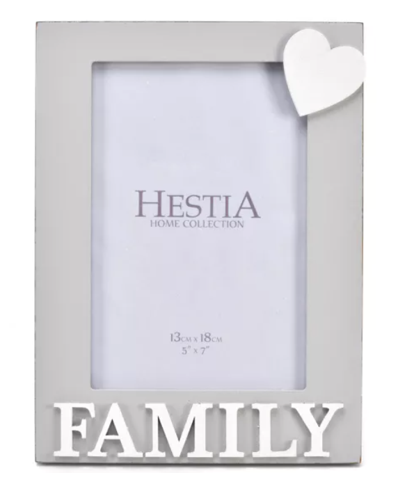 HESTIA 'FAMILY' HEART PHOTO FRAME 5" X 7"