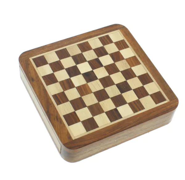 HARVEY MAKIN MAGNETIC CHESS BOARD WITH DRAWER