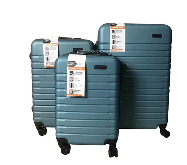 Durable Hard Shell 4 Wheel Suitcases with Soft Grip Handles - Blue