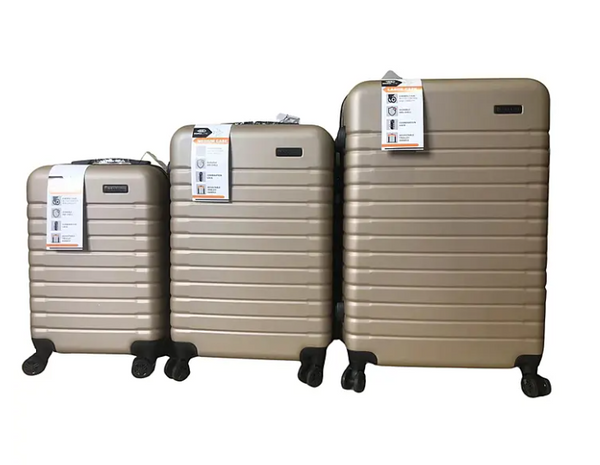 Durable Hard Shell 4 Wheel Suitcases with Soft Grip Handles - Gold