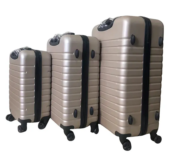 Durable Hard Shell 4 Wheel Suitcases with Soft Grip Handles - Gold