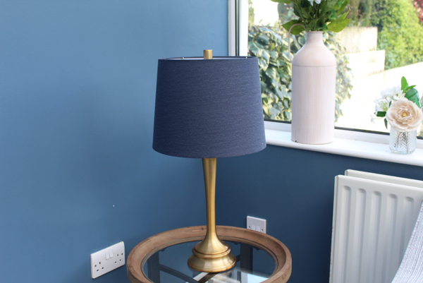 TABLE LAMP BRASS METAL BLUE