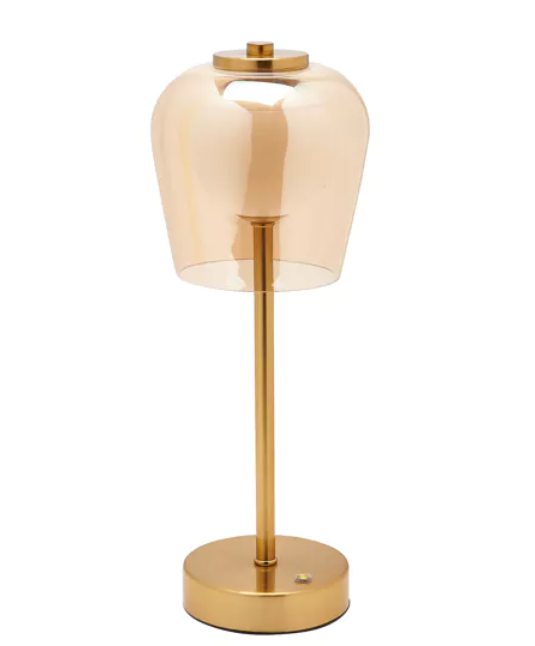 HESTIA BRONZE USB LED TOUCH TABLE LAMP - GLASS SHADE