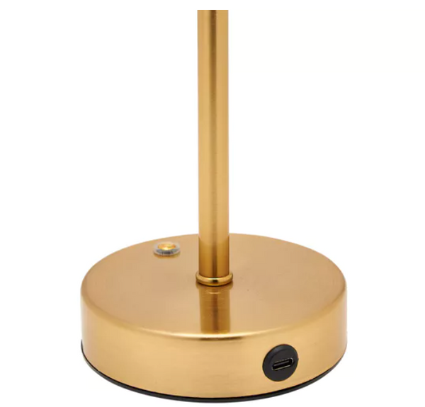 HESTIA BRONZE USB LED TOUCH TABLE LAMP - GLASS SHADE