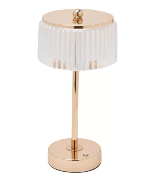 HESTIA CRYSTAL USB LED TOUCH TABLE LAMP WITH GOLD BASE & TRIM