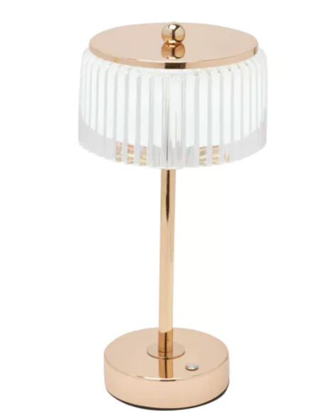 HESTIA CRYSTAL USB LED TOUCH TABLE LAMP WITH GOLD BASE & TRIM