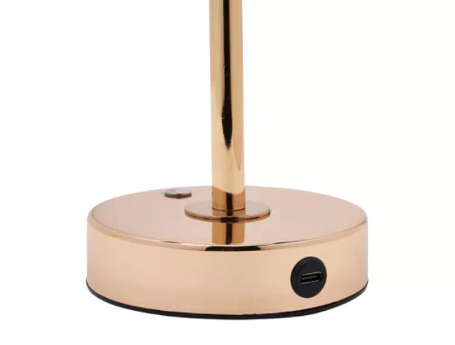 HESTIA CRYSTAL USB LED TOUCH TABLE LAMP WITH GOLD BASE & TRIM