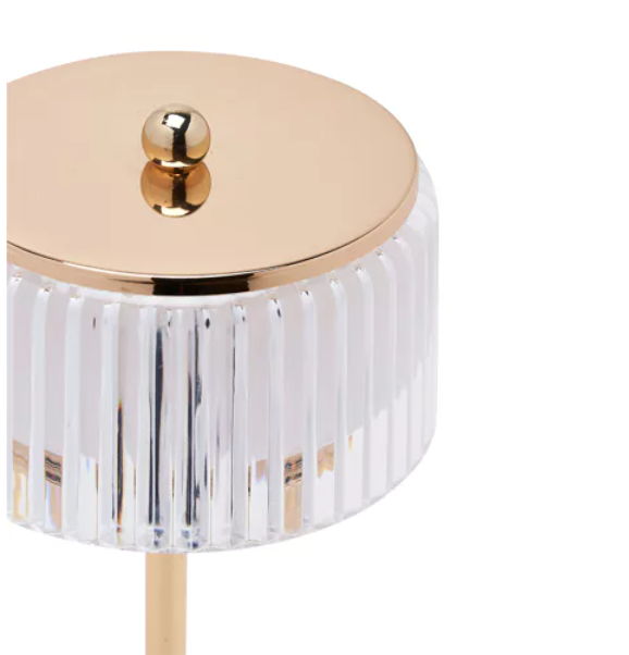 HESTIA CRYSTAL USB LED TOUCH TABLE LAMP WITH GOLD BASE & TRIM