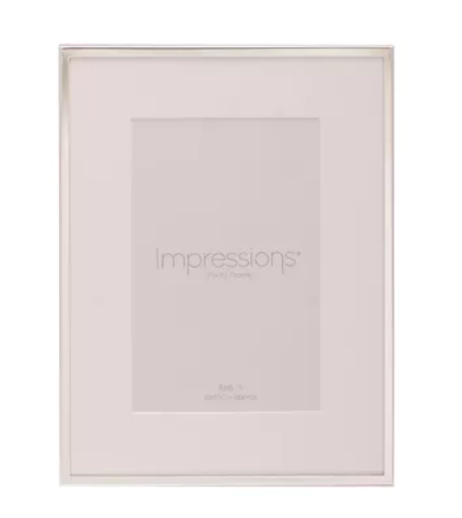 IMPRESSIONS SILVERPLATED PHOTO FRAME WHITE BORDER 4" X 6"