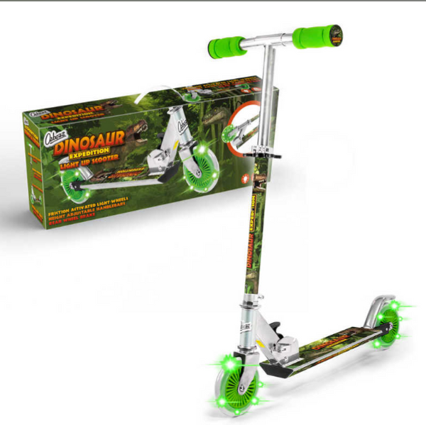 DINOSAUR EXPIDITION SCOOTER WITH LIGHT UP WHEELS