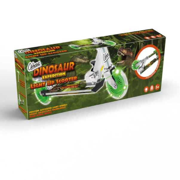 DINOSAUR EXPIDITION SCOOTER WITH LIGHT UP WHEELS