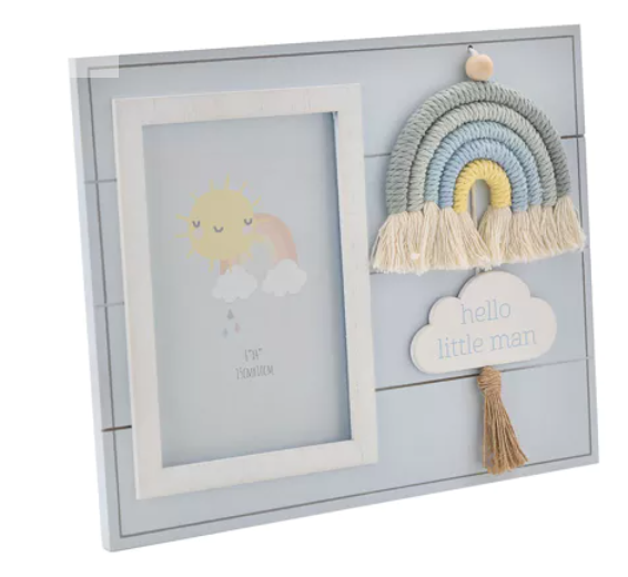 PETIT CHERI WOOD PHOTO FRAME WITH MACRAME RAINBOW LITTLE MAN