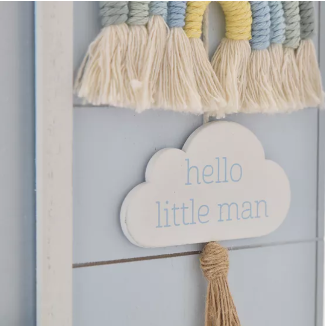 PETIT CHERI WOOD PHOTO FRAME WITH MACRAME RAINBOW LITTLE MAN