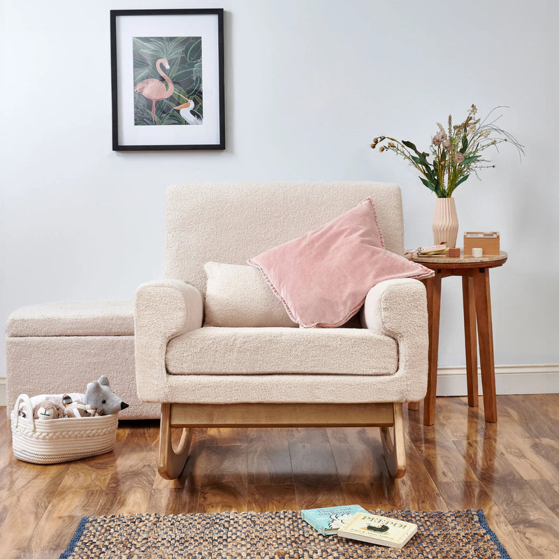 Serena Bouclé Rocking & Nursing Chair and Footstool Set