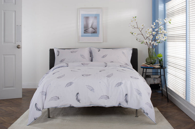 Swirl of Feathers Printed Percale Cotton Duvet Set - Super King Duvet set Bedlinen