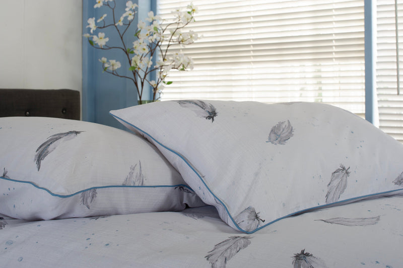 Swirl of Feathers Printed Percale Cotton Duvet Set - Super King Duvet set Bedlinen