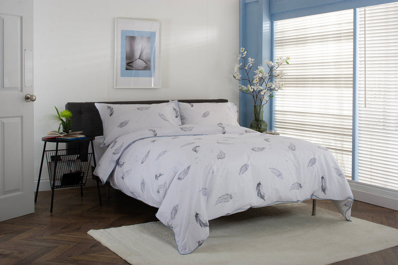 Swirl of Feathers Printed Percale Cotton Duvet Set - Super King Duvet set Bedlinen