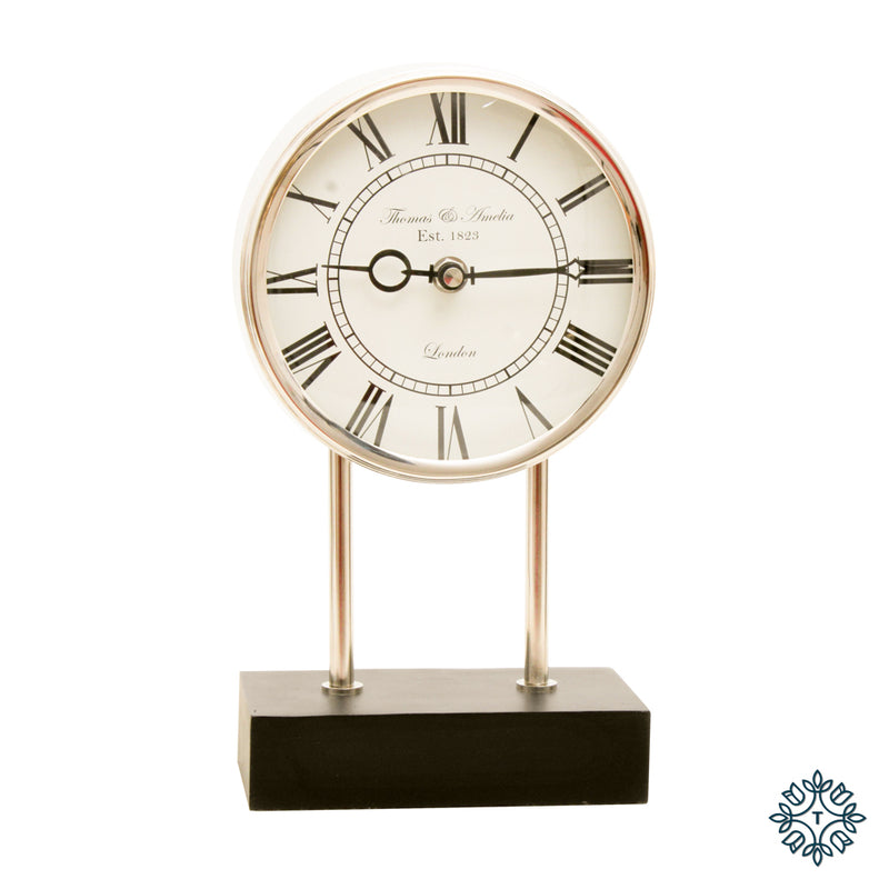 Thomas and amelia mantle clock chrome 28cm