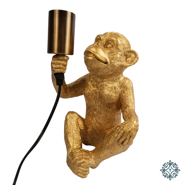 Monkey sitting lamp gold 25cm