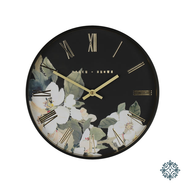 Baker and brown floral clock 30cm