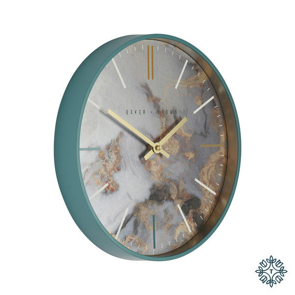 Baker and brown marble clock 30cm