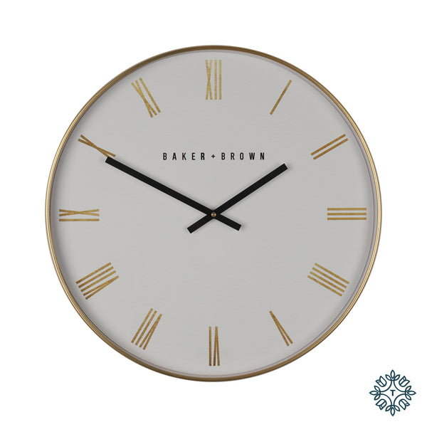 Baker And Brown Nouveau Clock White/gold 50cm