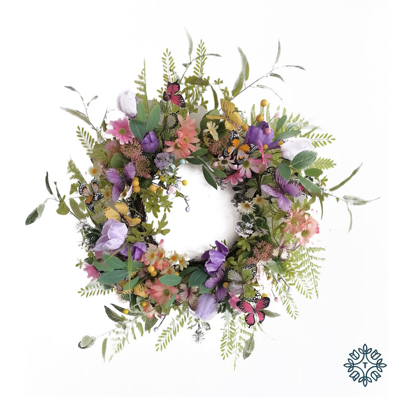 Spring wreath with butterflies 64cm
