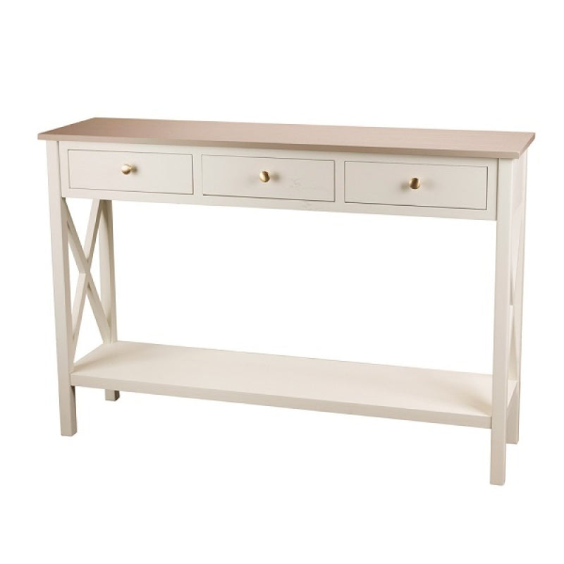 Tara Lane Reno 3 Drawer Console Table - Natural / White