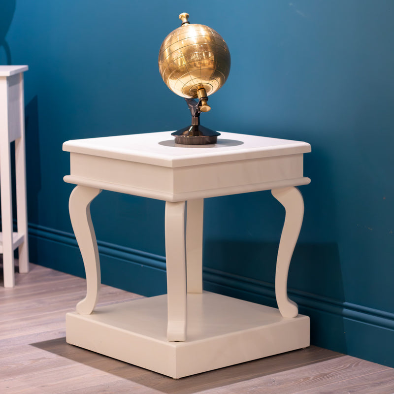 Scroll ivory end table