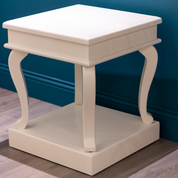 Scroll ivory end table