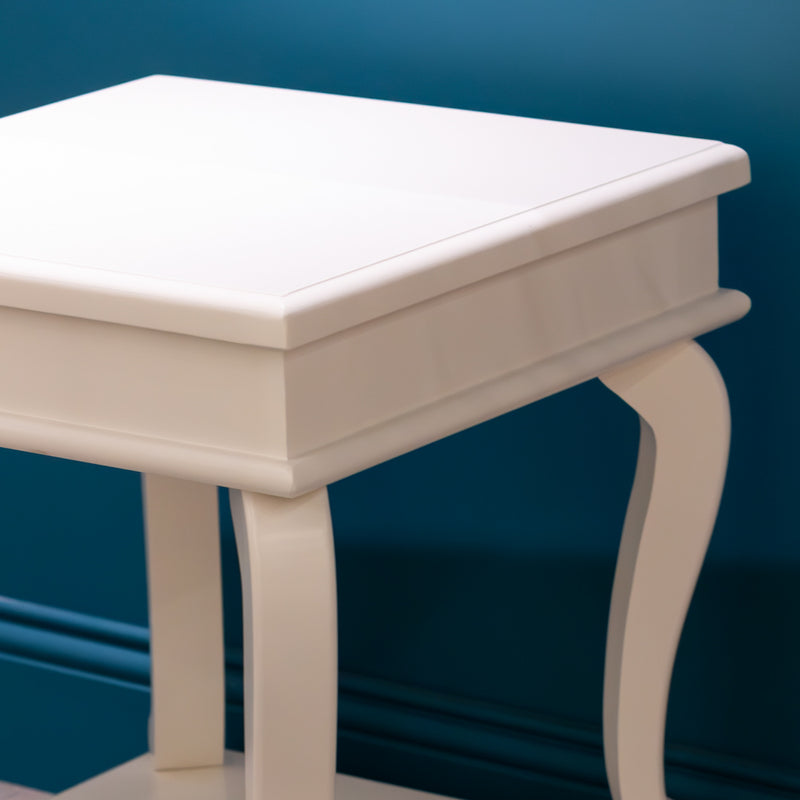 Scroll ivory end table