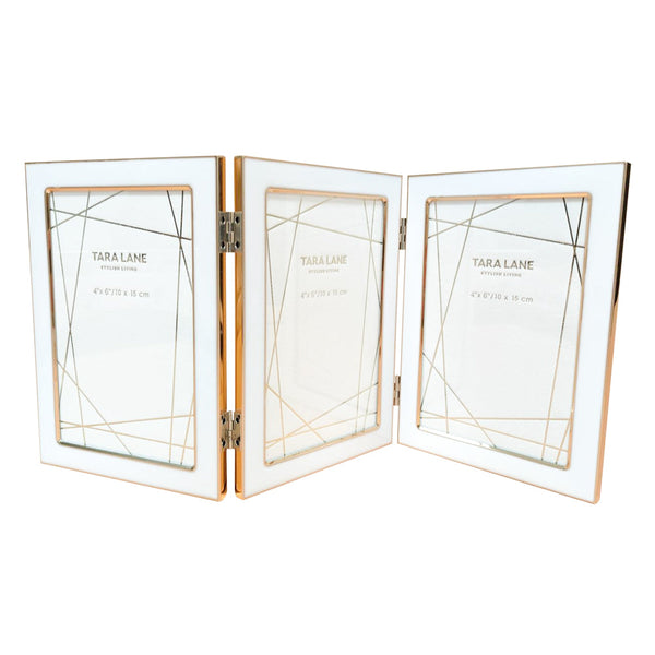 Ella Folding Photo Frame White/gold 4 X 6