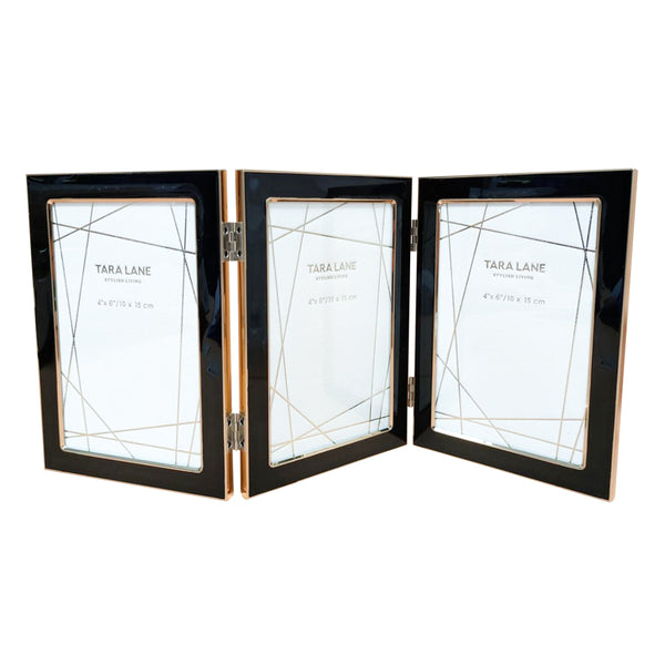 Ella folding photo frame black/gold 4 x 6