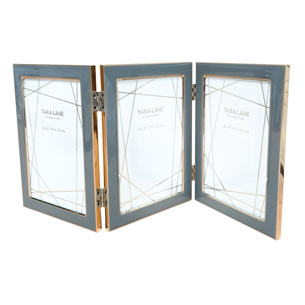 Ella folding photo frame grey/gold 4 x 6