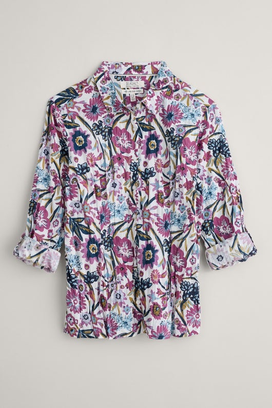 Larissa Organic Cotton Shirt - Floral Terrain Chalk