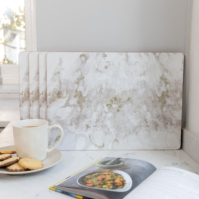 Grey Marble Pack Of 4 Large Premium Placemats