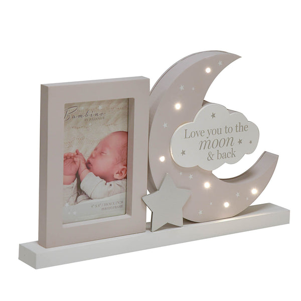 BAMBINO LIGHT UP MANTEL PLAQUE FRAME "LOVE YOU TO THE MOON"