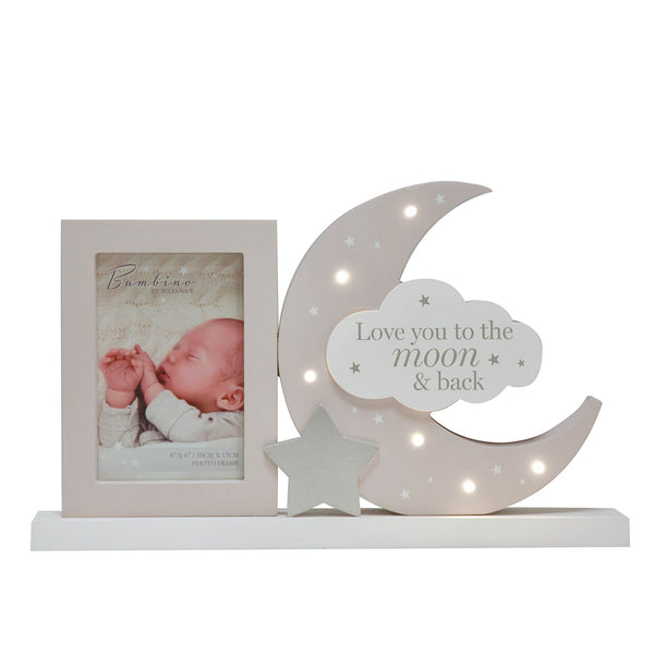 BAMBINO LIGHT UP MANTEL PLAQUE FRAME "LOVE YOU TO THE MOON"